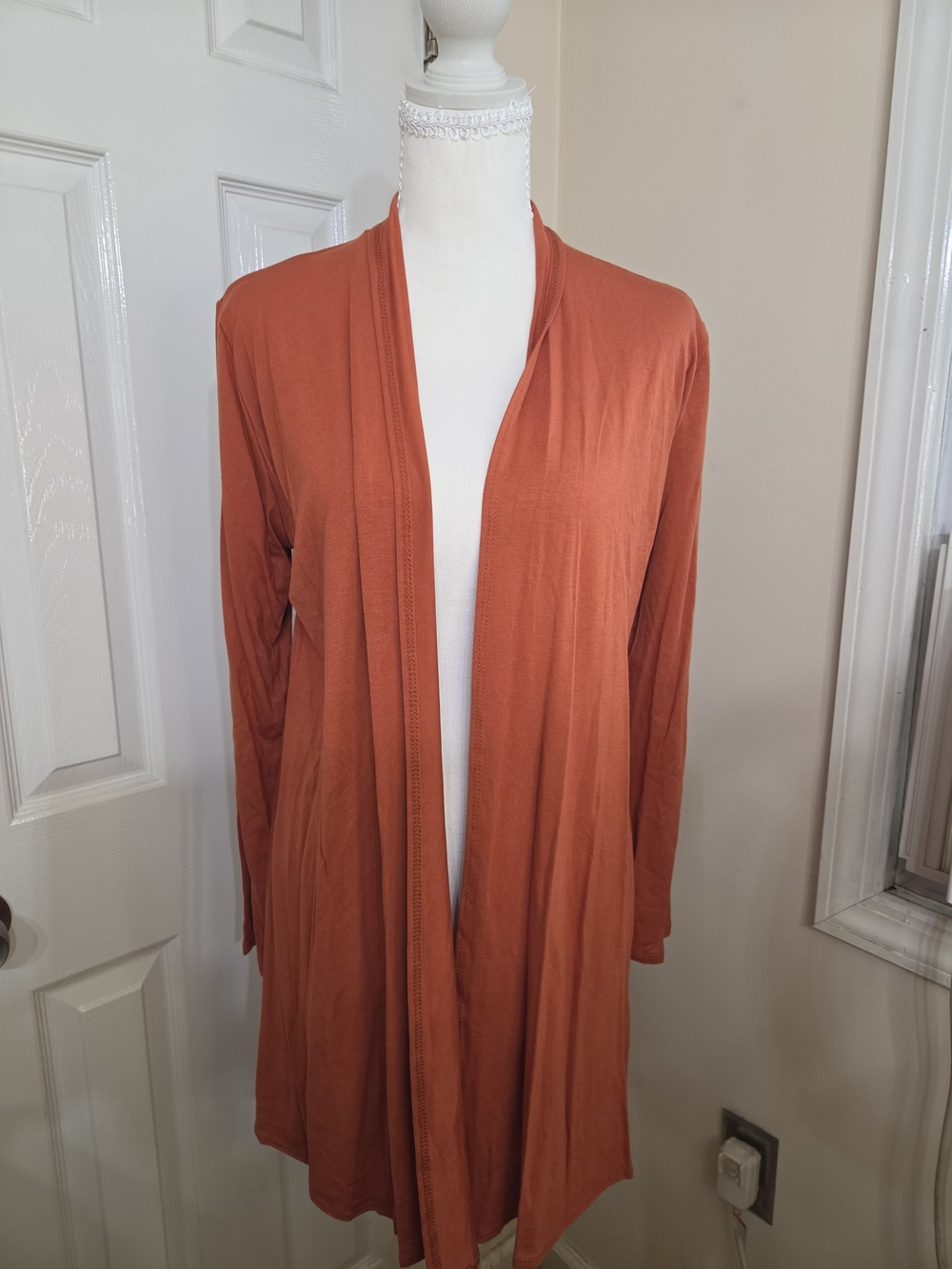 Azules Rust Open-Front Long Cardigan